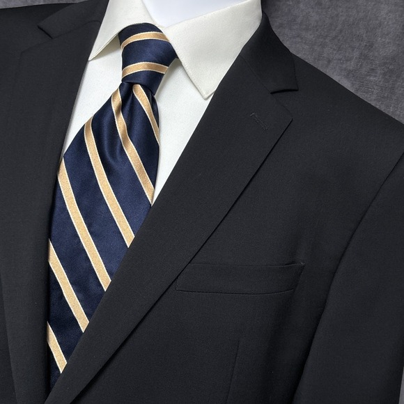 Banana Republic Sport Coat 44R Standard Fit Black Marzotto Italian Wool Blazer